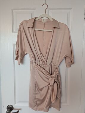 *NWOT* Lena Luxurious Satin Wrap Dress (Champagne)